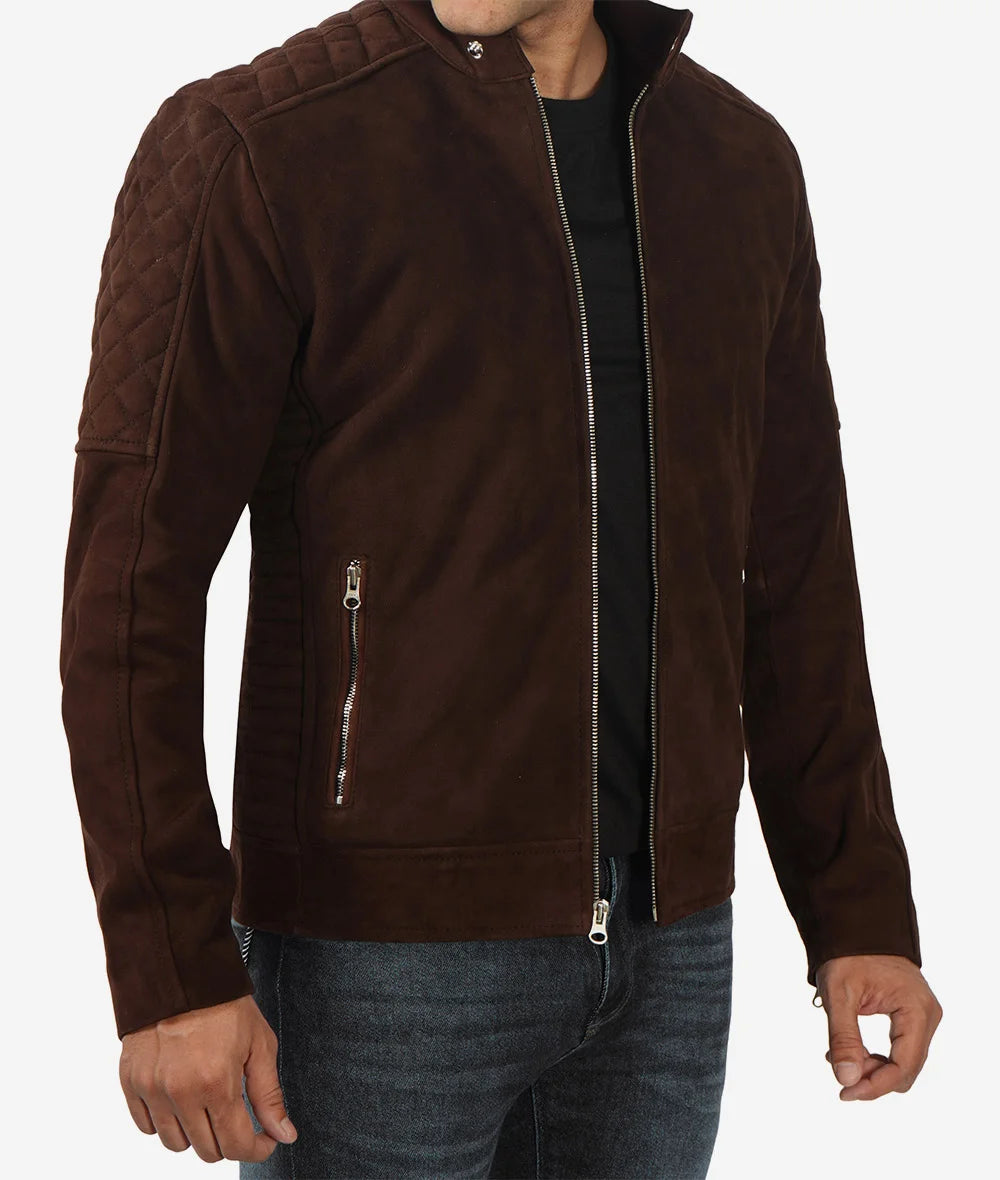 Men's Top Notch Dark Brown Suede Leather Jacket