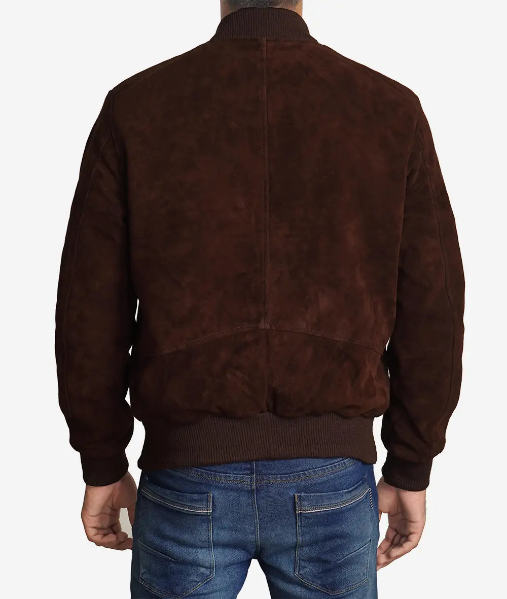 Men's Bomber Dark Brown Suede Jacket