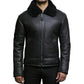 Men's Faux Shearling Real Black Leather Jacket