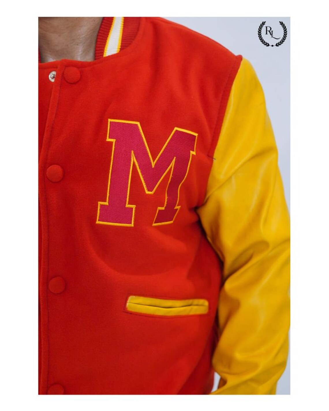 MJ Thriller Michael Jackson Red M Logo Varsity Letterman Bomber Jacket