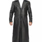 Men's Black Full-Length Leather Trench Coat