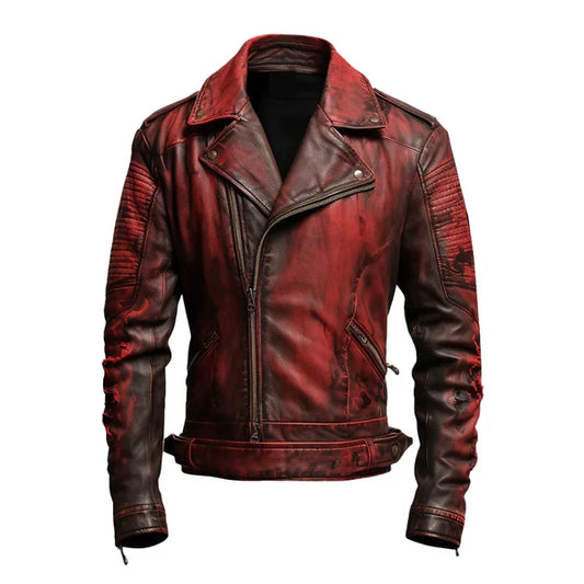 Men's Halloween Bloody Red Leather Jacket