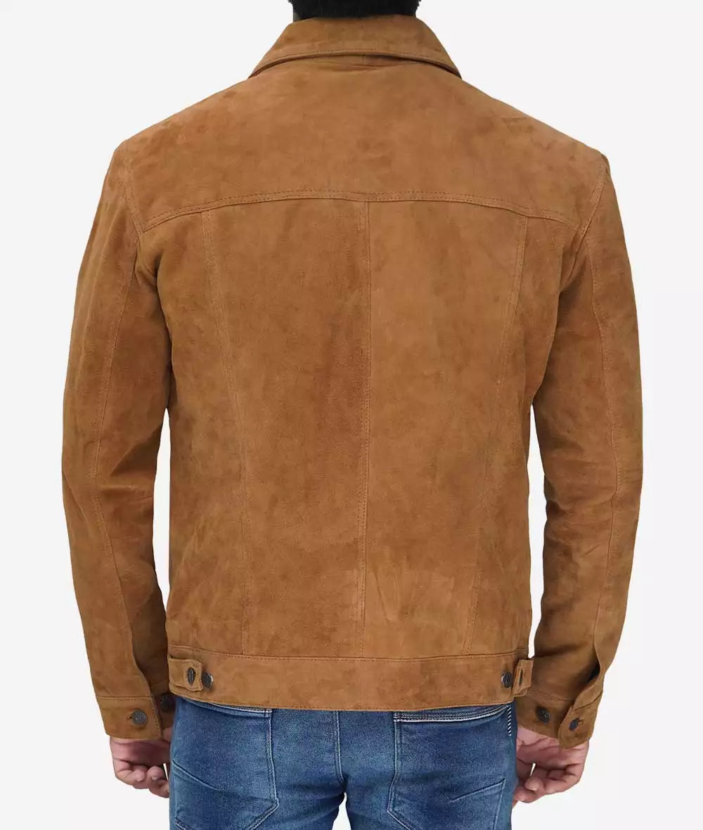 Men's Pure Tan Suede Trucker Jacket