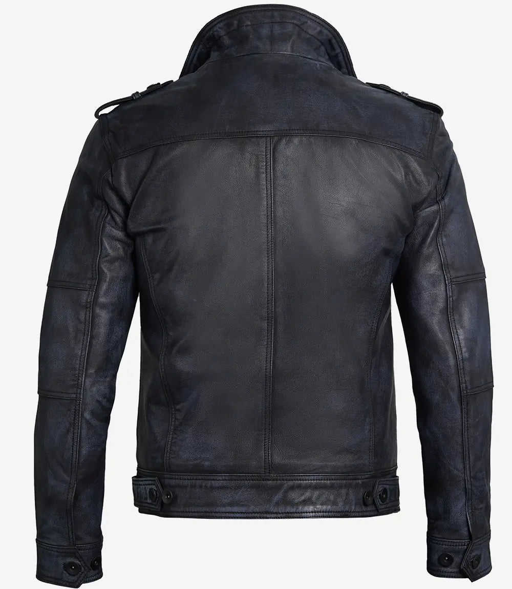 Men's Black Biker Style Leather Jacket - The Icon Fashion