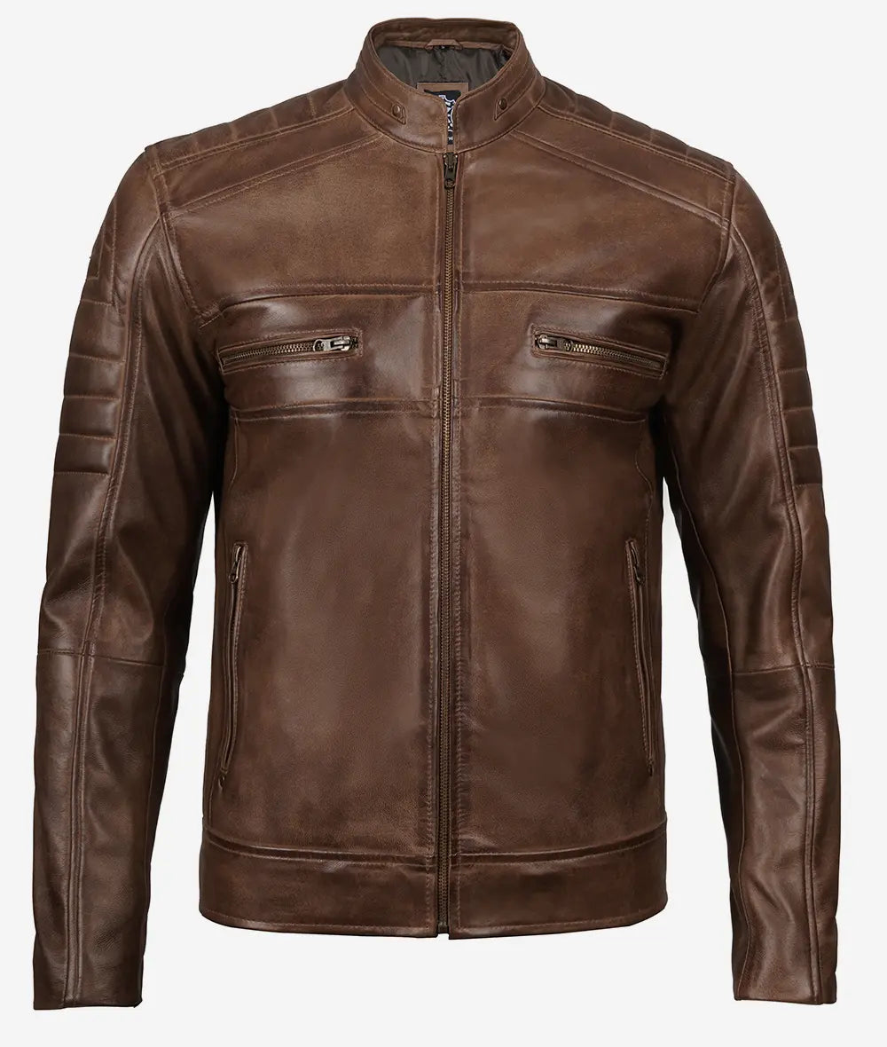 Men's Coffee Brown Biker Leather Jacket