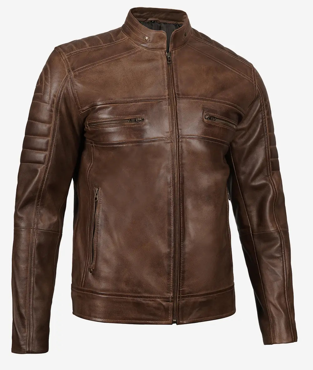 Men's Coffee Brown Biker Leather Jacket