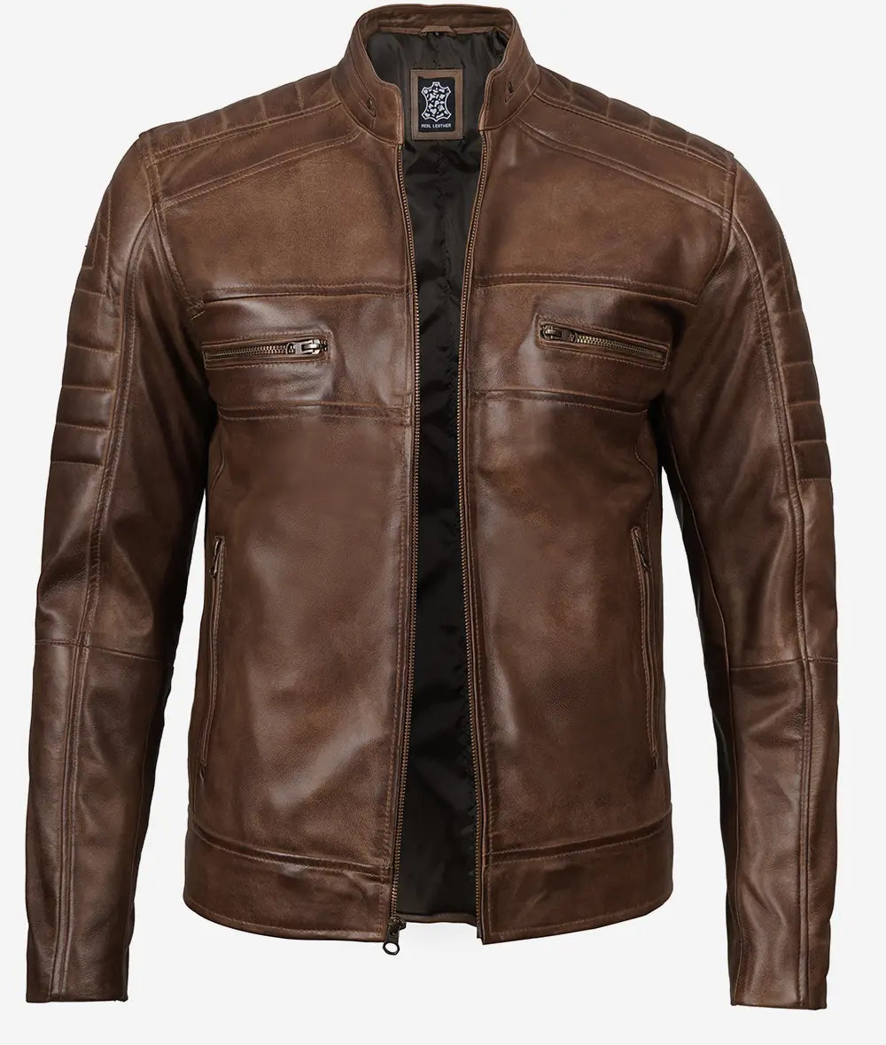 Men's Coffee Brown Biker Leather Jacket