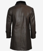 Men's 3/4-length Shearling Dark Brown Leather Coat