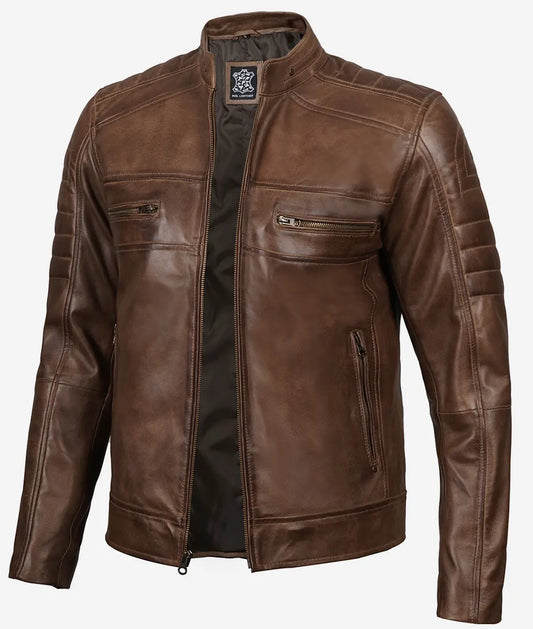 Men's Coffee Brown Biker Leather Jacket