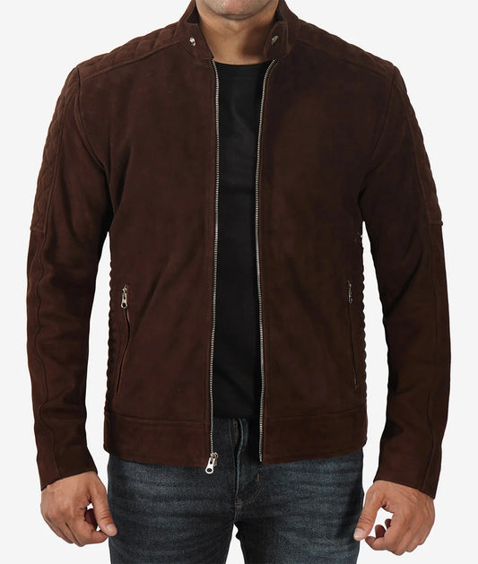 Men's Top Notch Dark Brown Suede Leather Jacket