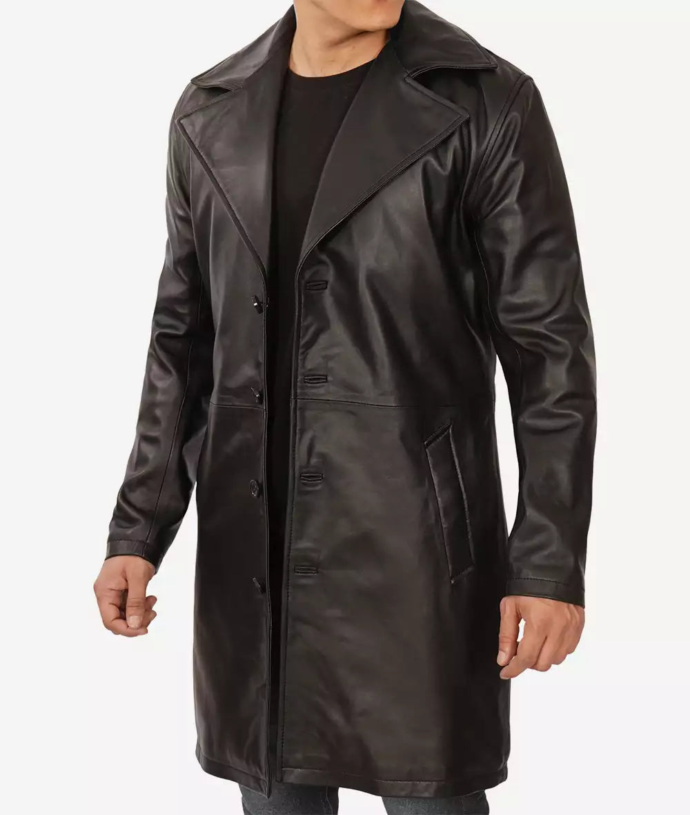 Men's Premium Lambskin Real Leather Black Coat