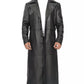 Men's Black Full-Length Leather Trench Coat