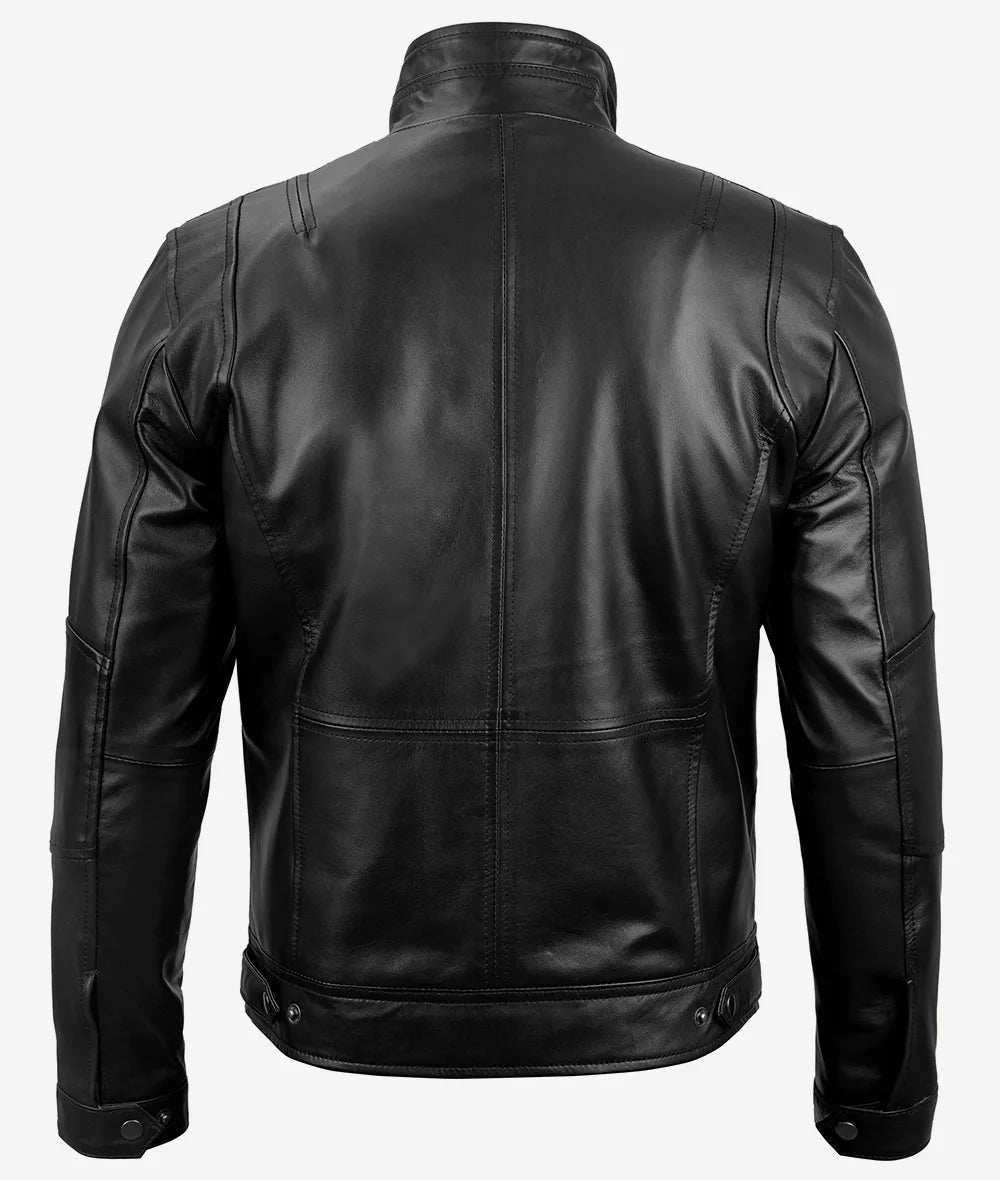 Men's Black Top Notch Cafe Racer Leather Jacket