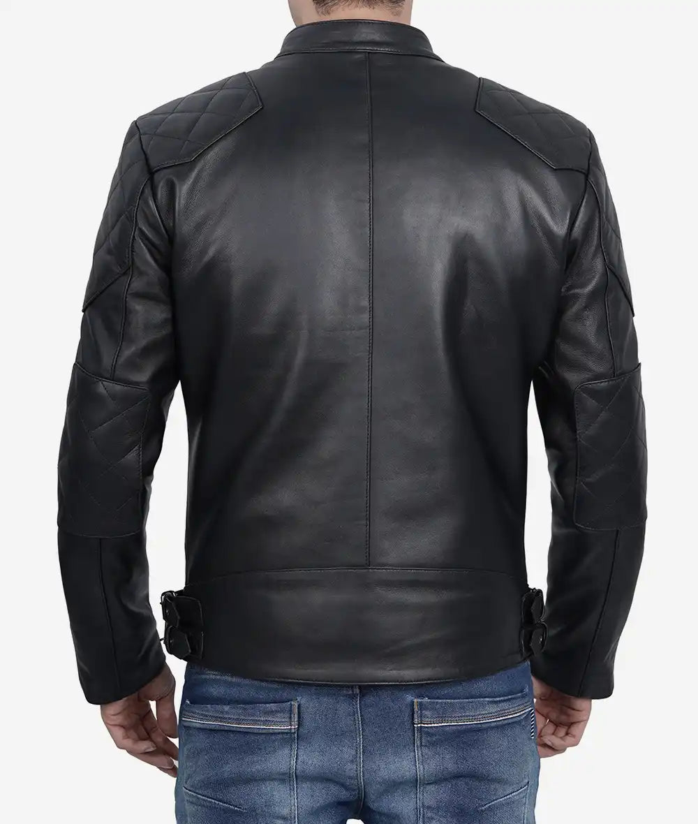 Men's Black Cafe Racer Leather Jacket