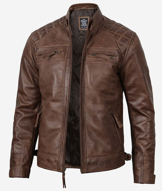 Men's Coffee Brown Biker Leather Jacket