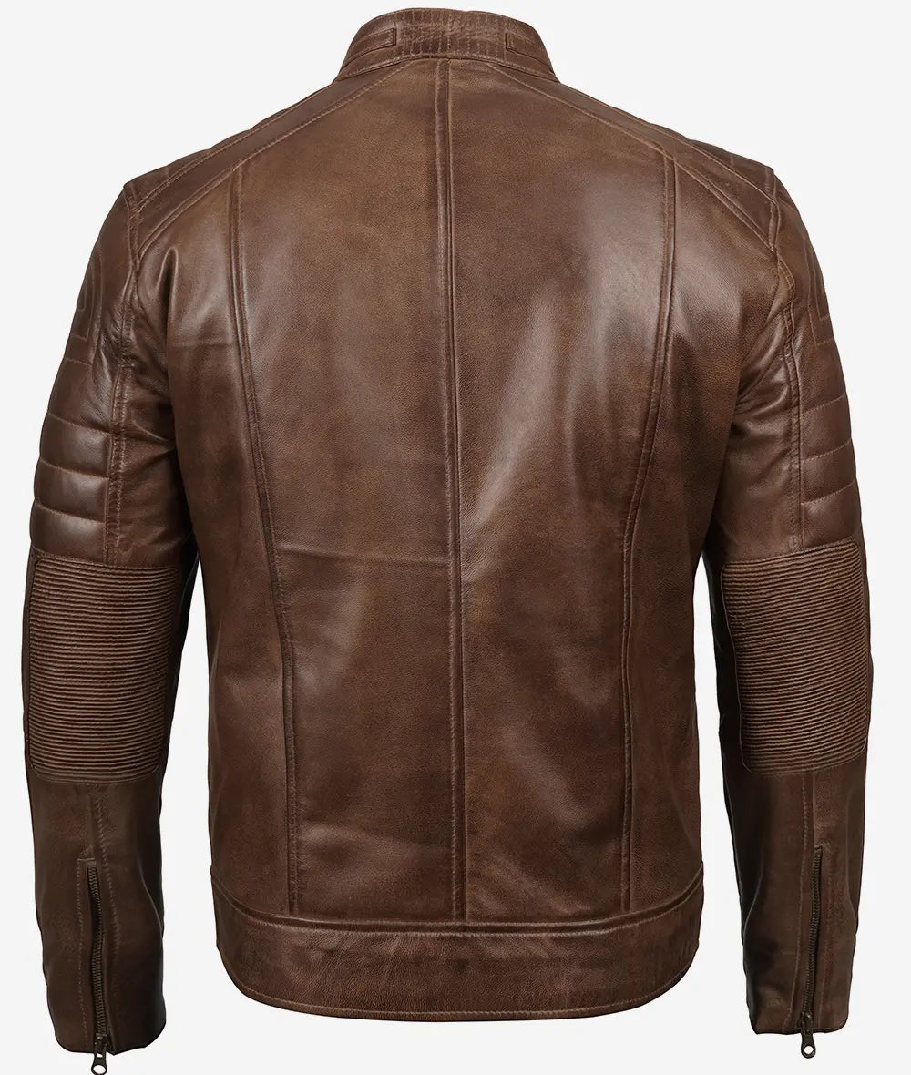 Men's Coffee Brown Biker Leather Jacket