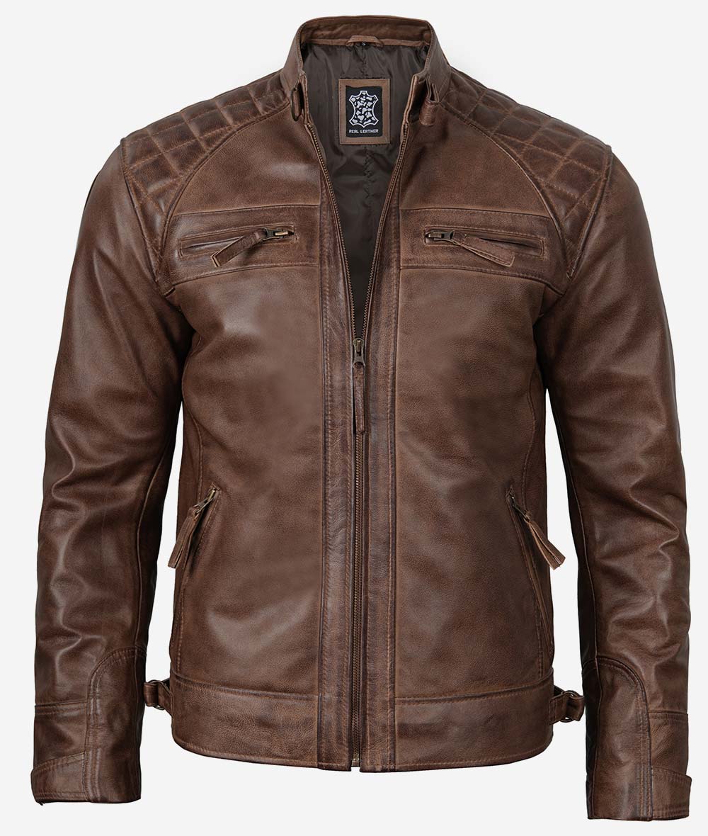 Men's Coffee Brown Biker Leather Jacket