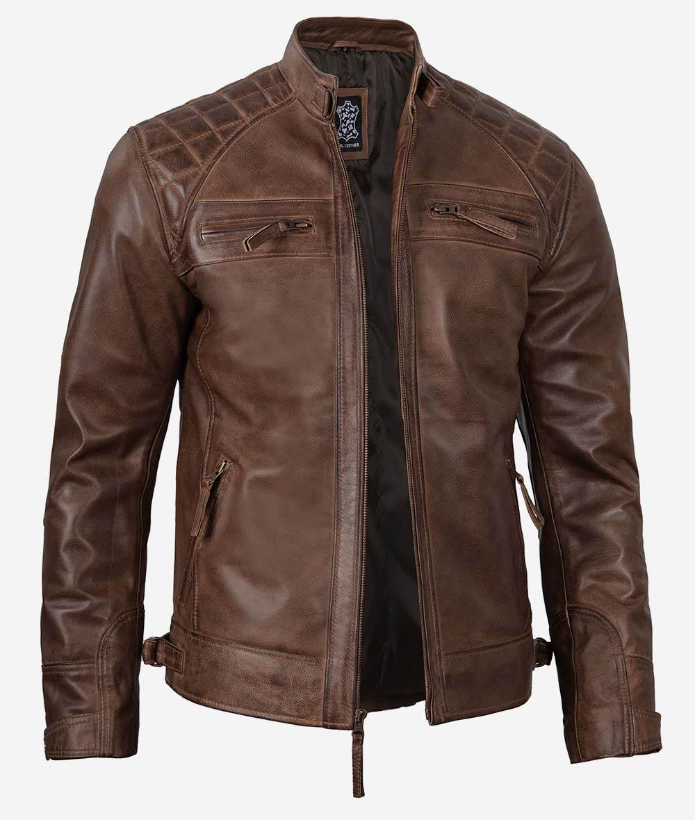 Men's Coffee Brown Biker Leather Jacket