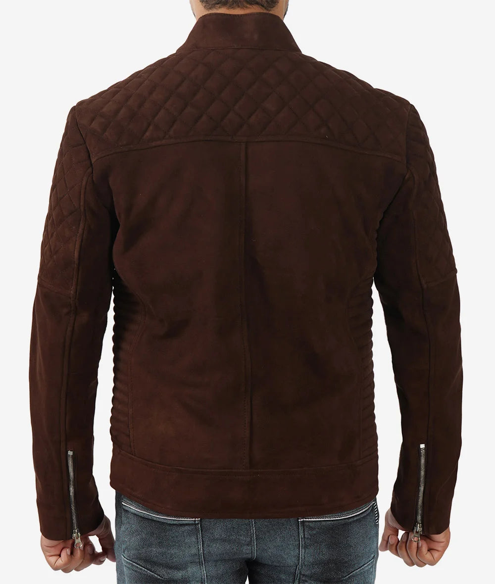 Men's Top Notch Dark Brown Suede Leather Jacket