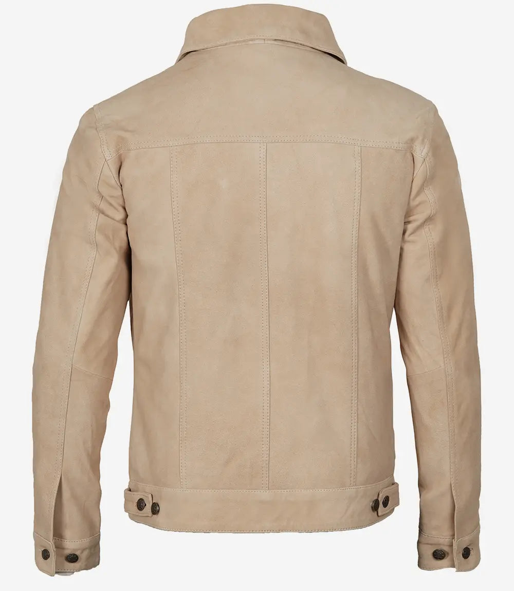 Men's Camel Suede Trucker Jacket