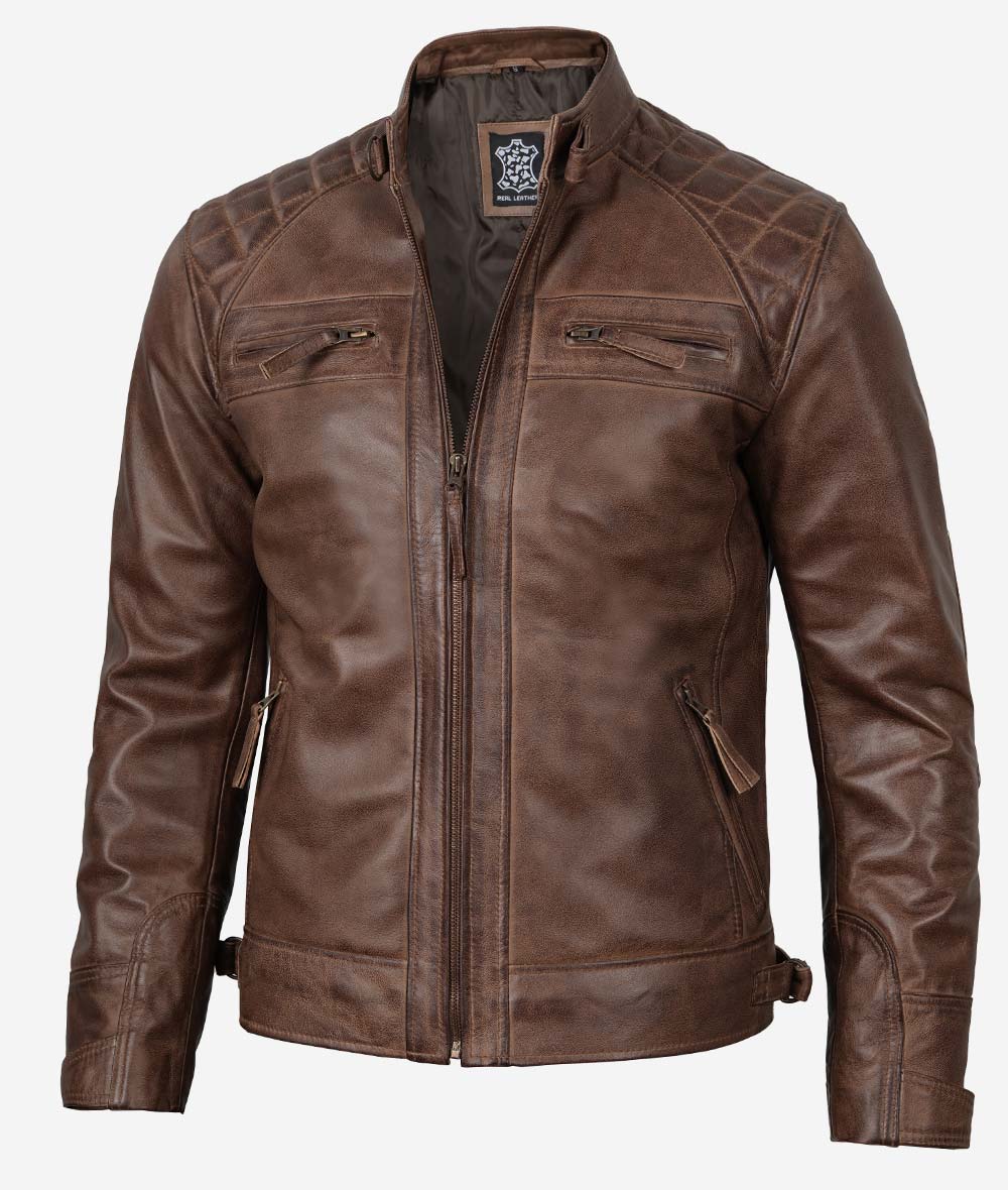 Men's Coffee Brown Biker Leather Jacket