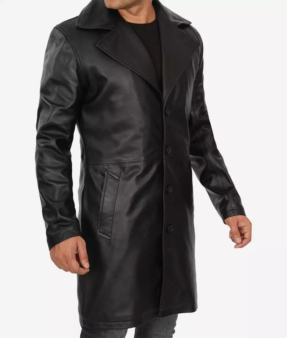 Men's Premium Lambskin Real Leather Black Coat